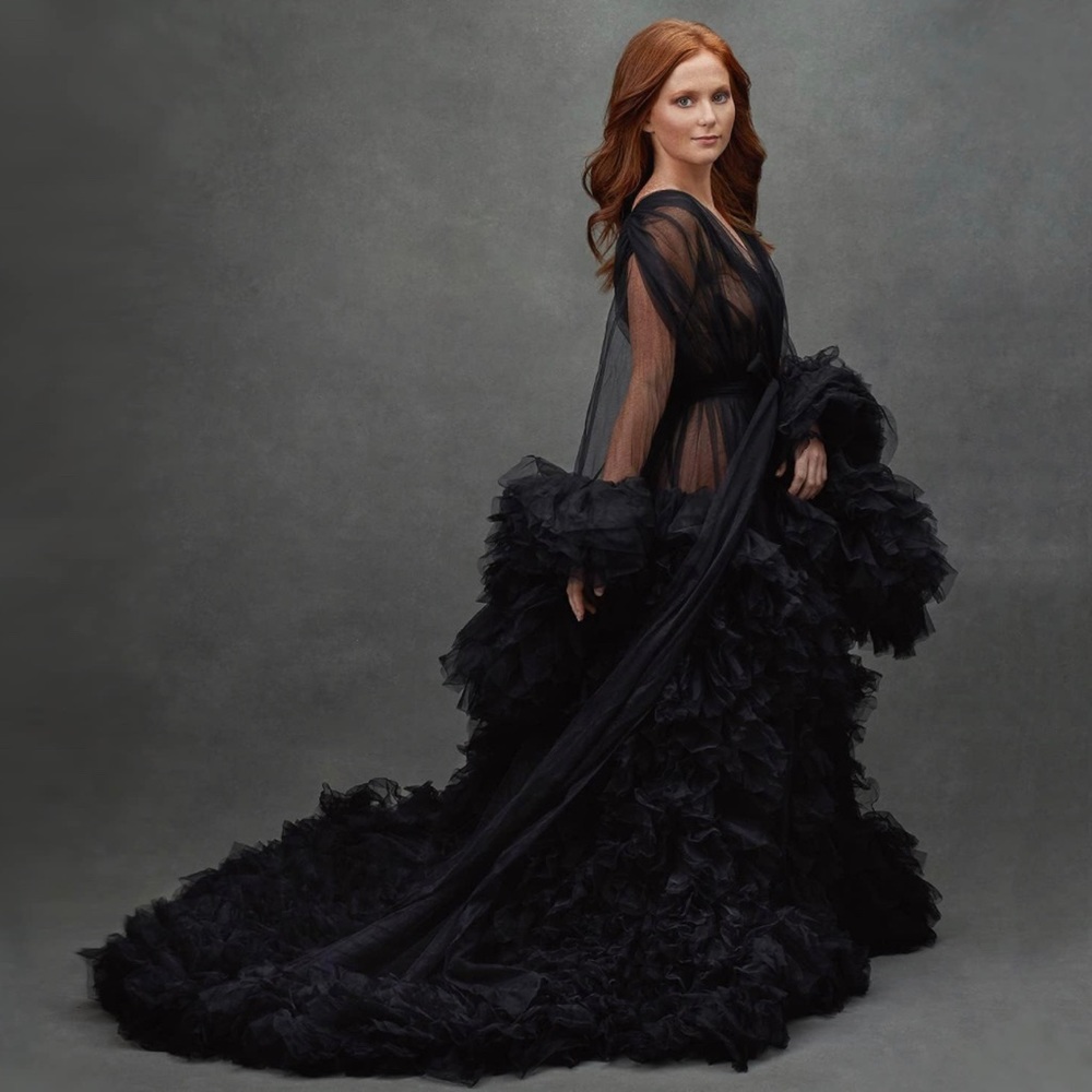 Boudoir sexy robe maternity robe tulle